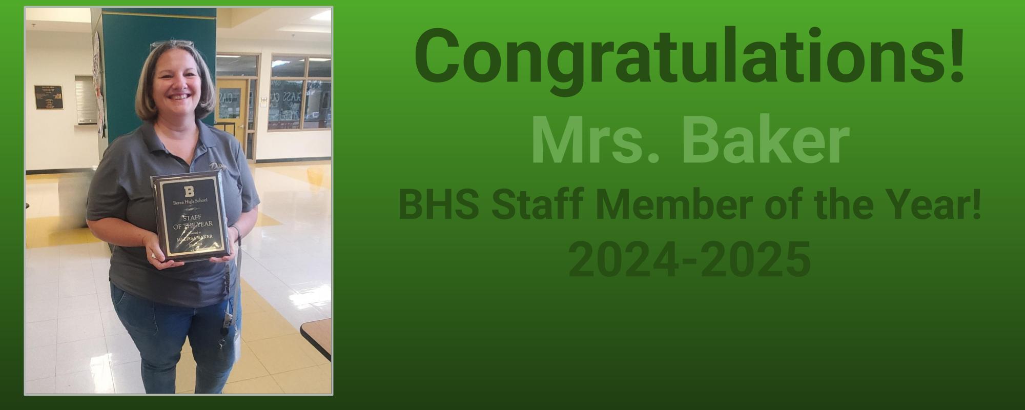 Melissa Baker is Staff Member of the Year!